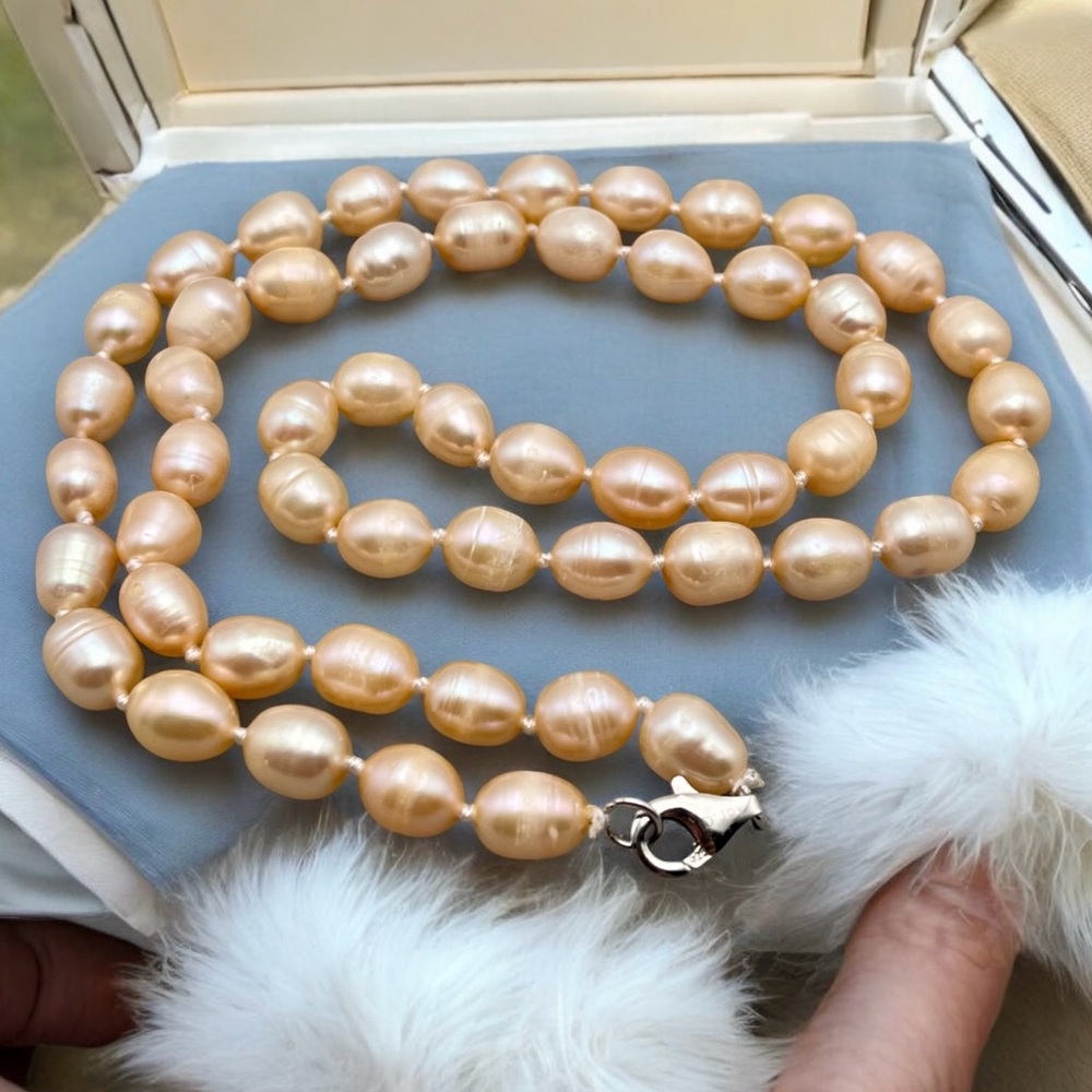 Peach Freshwater Pearl Necklace D•Joy Sterling